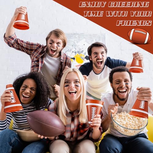 12 Pack Football Cheer Megaphones with White Lids - Plastic Sport Party Accessories