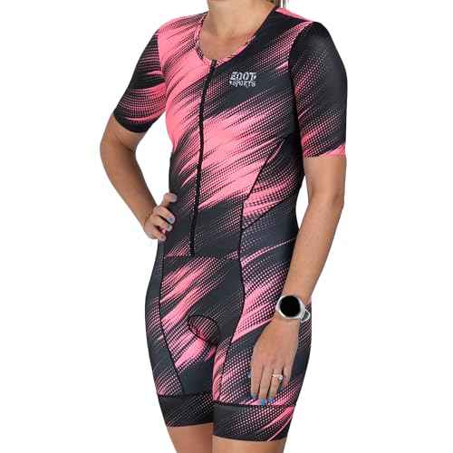 Zoot Women¡¯s LTD Tri Aero Fz Racesuit, Short Sleeve Aerodynamic Cycle Race Swim Bike Run Tri Suit with Pockets UPF 50+ Fabric