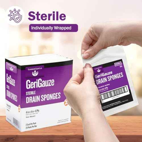 Split Gauze Sponges 4x4 Sterile - 2 Packs of 100 6 Ply Feeding Tube Pads - Drain Sponges for Catheters, IVs, Tracheostomy, and G Tubes