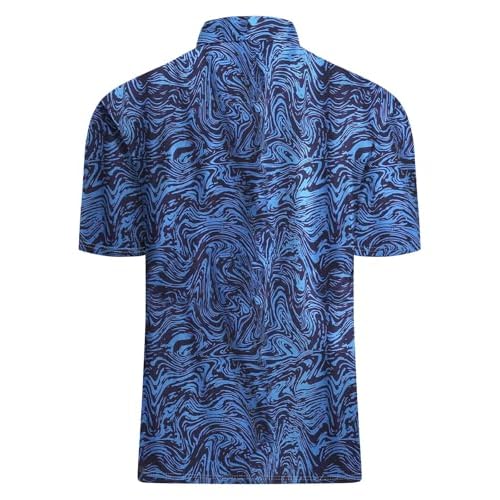 Hodaweisolp Golf Shirts for Men Dry Fit Print Moisture Wicking Performance Short Sleeve Polo Shirt