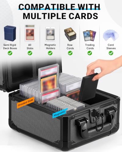 Card Storage Box with Display Window for Up to 60 Slabs - Portable Collectible Case