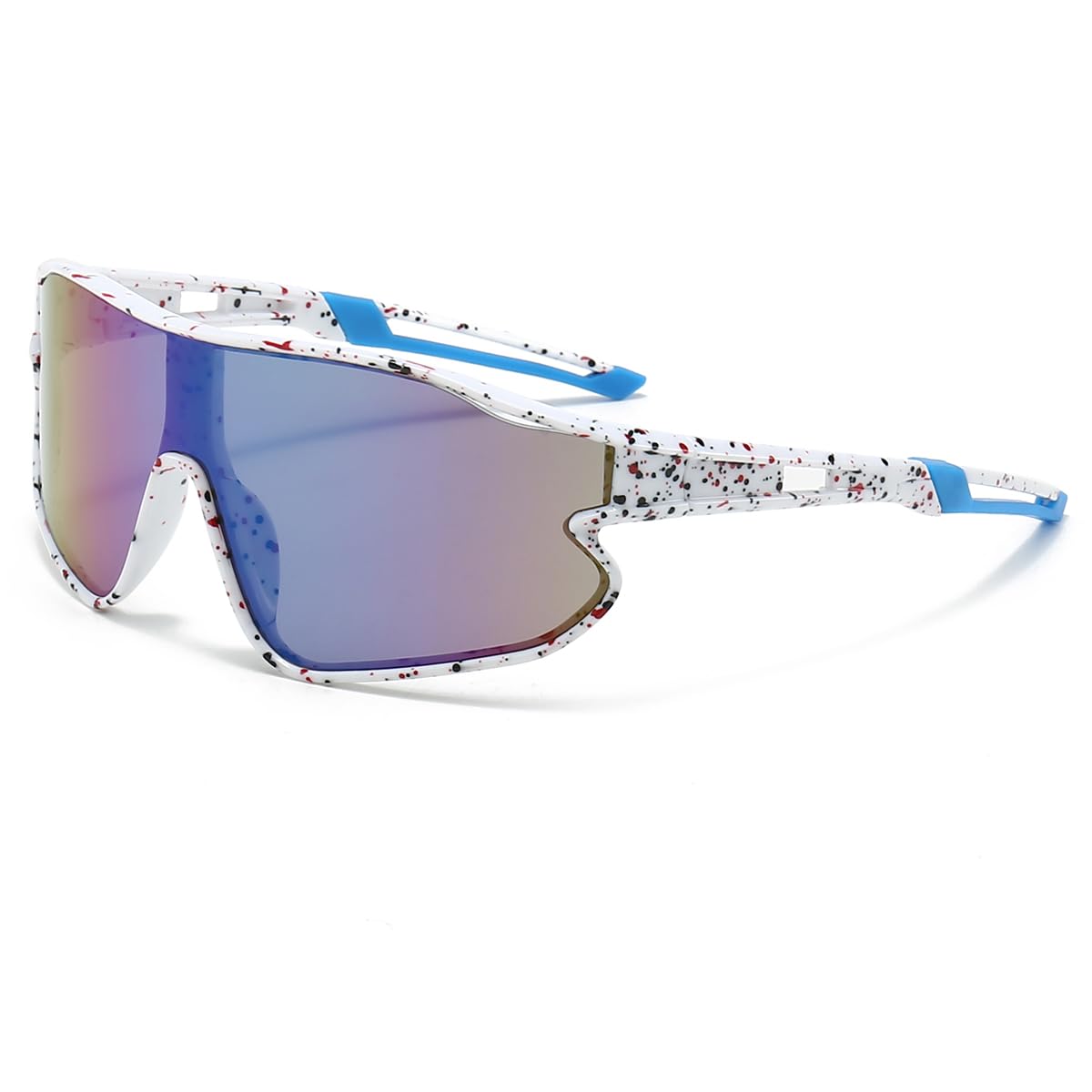 JOVAKIT Kids Baseball Sunglasses for Boys Girls Age 6-16, Youth Baseball Sun Glasses UV400 Sports Cycling Shades (White/Purple Mirror)