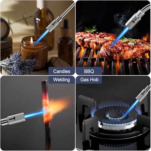 TONYFUL Butane Lighter Long Neck Torch Lighter, Jet Flame Windproof Lighter with Visual Fuel Window, Refillable Lighters for Candle, Camping, Fireplace, BBQ(Fuel Not Included)