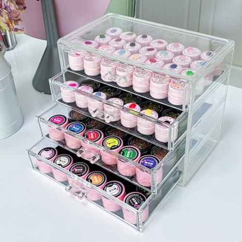 4 Tier Nail Art Decoration Storage Box£¬Acrylic Make Up & Jewelry Organizer with Drawers, Cosmetic Storage for Dresser Countertop and Bathroom£¬Beauty Holder for Lipstick Brush