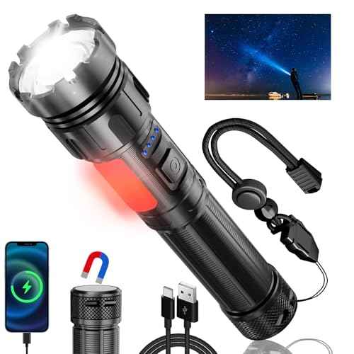 Led Flashlight Super Bright Flashlights Rechargeable High Lumens Torch 5 Modes Zoomable Waterproof for Camping Kids Adults Outdoor Hiking Emergency (L377-1pack)