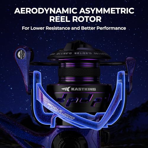 KastKing Royale Legend Pro Spinning Fishing Reel, Lightweight Yet Powerful, Digi-Cut Aluminum Gear, Aerodynamic Reel Rotor, 6.2:1 Gear Ratio, 25LBs Max Drag, TPE Handle Knobs, Unique Celestial Color