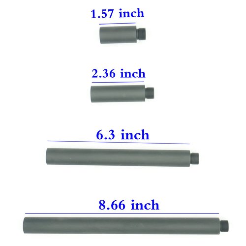 AOOHYEO 14mm CCW to 14mm CCW 0.8″ 2.4″ 4.8″ 7.1″ Outer Diameter 0.75” （19mm） AEG GBB Black Tube M14x1 Left Threaded Extension Accessories Four Pieces (Black)