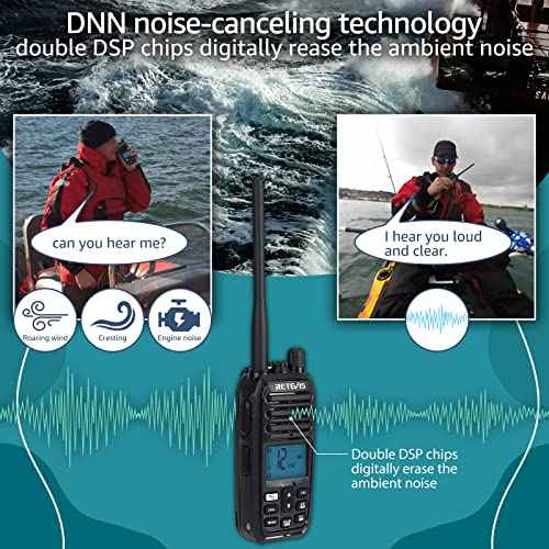 Retevis RM21 Handheld Marine Radio,IP67 Waterproof Floating Two Way Radio,Long Range,Noise Cancelling Mic,1800mAh,Backlit LCD Display,NOAA,International Channels,Coastal Boat Radio for Fishing(1 Pack)