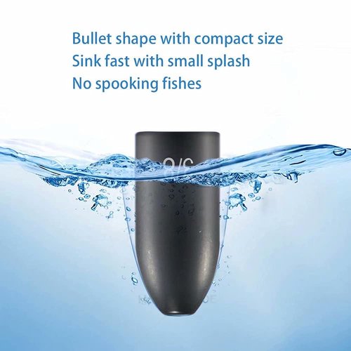 Fishfun Tungsten Bullet Fishing Weights, Insert Free Worm Sinkers, 12 Pack, 1/8oz, No Chip Black
