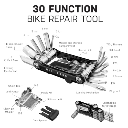 Topeak Mini PT30 Bike Multi-Tool with 30 Functions for Cycling Repairs