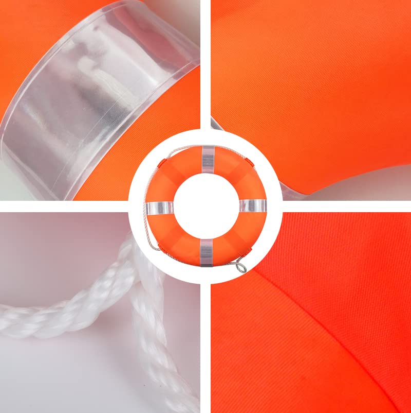 20Inch Throwable Lifebuoy Ring with 98.4FT Floating Rescue Rope - Emergency Flotation Device for Boating, Pool & Outdoor Water Safety, Heavy-Duty Foam Buoy & Perimeter Line Lifeguard Kit (Orange+Rope)