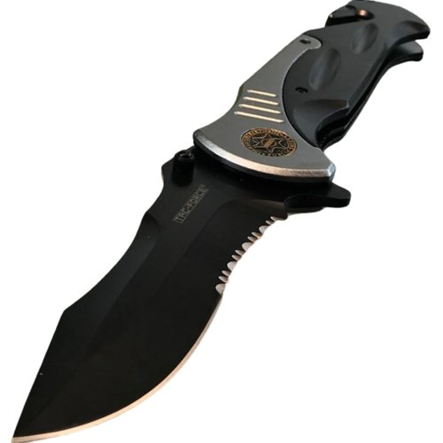 TAC-FORCE Extra Large Grey 10.5" Every Day Carry Hunting, Outdoor Rescue Style Folding Pocket Knife