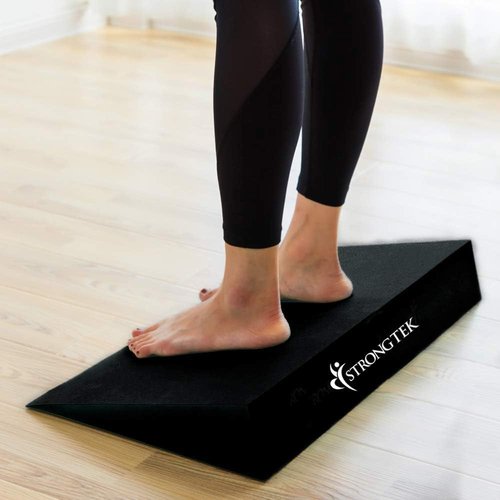 StrongTek XL Foam Yoga Wedge Blocks, Black, Set of 2, 16.5° Incline, 13" × 12.75" × 3.75", for Yoga, Stretching, Squats & Physical Therapy