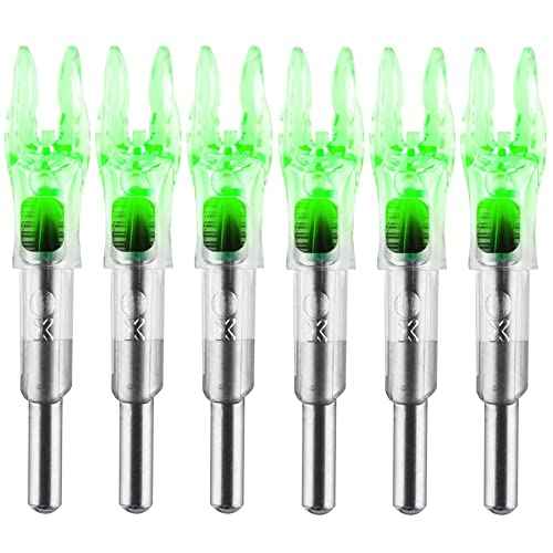 6PCS X Lighted Nocks for Arrows with .204 .233 .244 .246 Inside Diameter with H, S, GT Bushings High-Visibility LED Arrow Nocks, ON/Off Switch Included