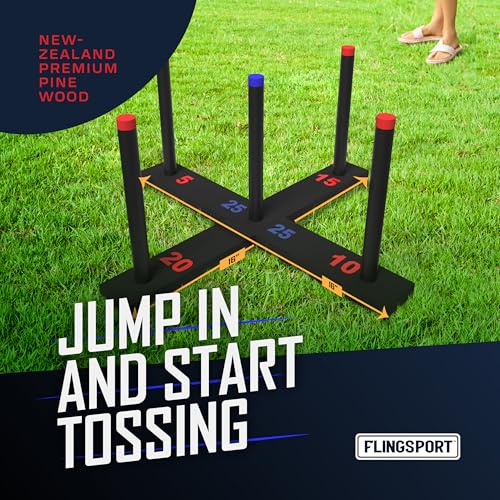 Outdoor Ring Toss Game Set with 6 Double-Beaded Rings and Carry Case - Yard & Party Play