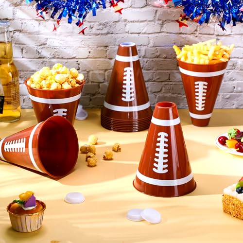 12 Pack Football Cheer Megaphones with White Lids - Plastic Sport Party Accessories