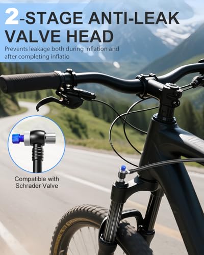 High Pressure Bike Shock Pump 300 PSI with Gauge for Mountain Bike Suspension