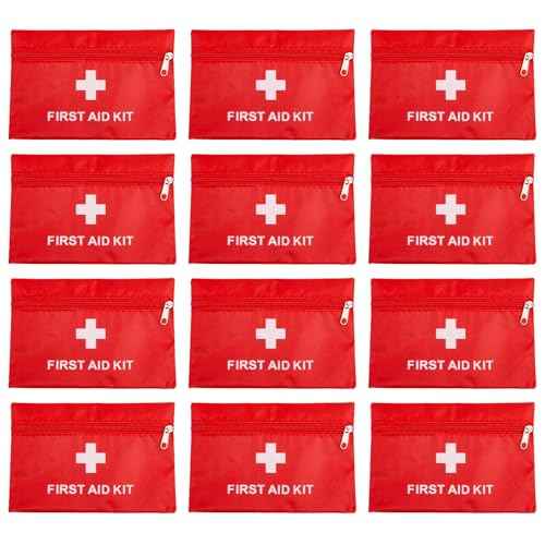 HNYG 12 Pcs First Aid Bags Empty,Mini First Aid Pouch Empty,Mini First Aid Kit Bulk,Zipper Pouches for Emergency,Travel and Outdoor.(4.3 x 6.3 inch)