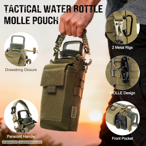 OneTigris Tactical Molle Water Bottle Holder 16-32 oz - Brown
