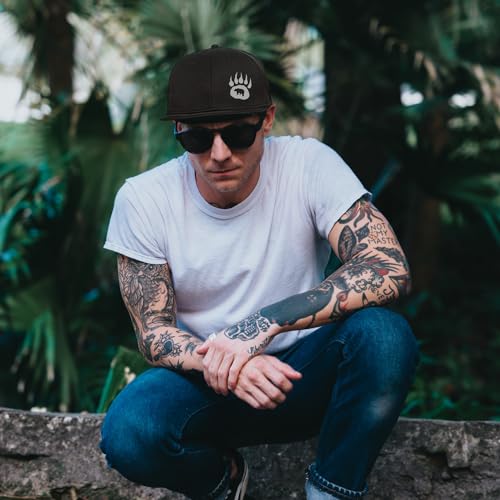 Bear Claw Snapback Hat for Men Adjustable Flat Bill Trucker Cap Black