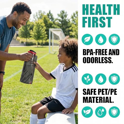 Colorful 4-Pack Collapsible Water Bottles 20oz - Leakproof & Portable for Travel, Hiking, Sports