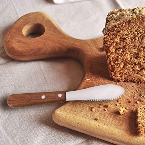 8-Inch Stainless Steel Sandwich Spreader Knives with Wood Handles - Pack of 4
