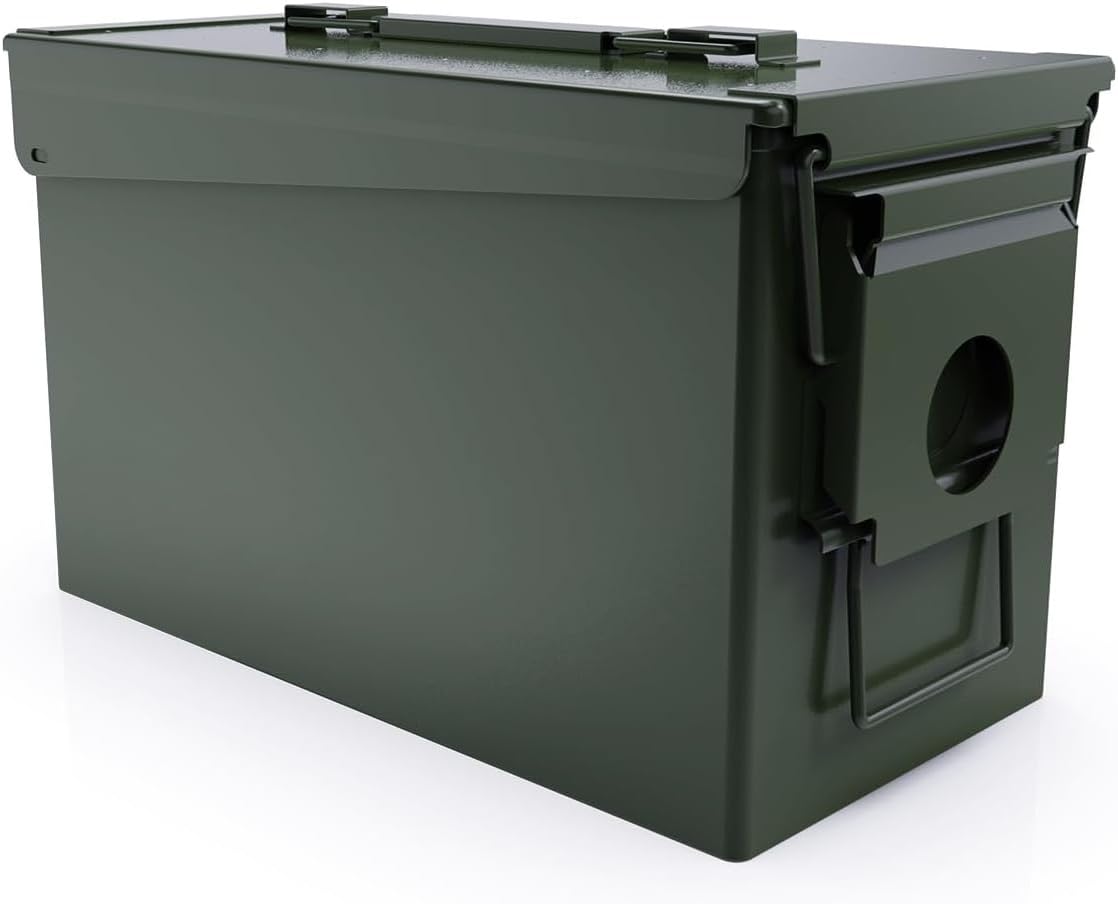 HARDROCK 50 Cal Ammo Can Metal 9mm Ammo Box Storage Crate case for Shotgun Bullet Rifle Nerf Ammunition Waterproof case-Gard Organizer Gifts for Men,Gift Boxes for Dad Husband Father