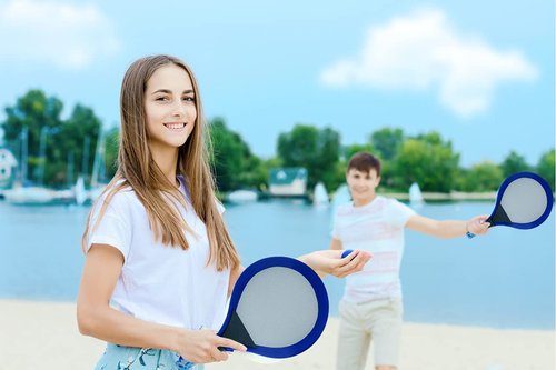 JA-RU Soft Foam Racket Set (1 Set) Badminton, Tennis Racket, & Paddle Ball Toys for Kids, Teens & Adults. Active Indoor & Outdoor Games & Sports Activities. Family Exercise Equipment Set. 5135-1