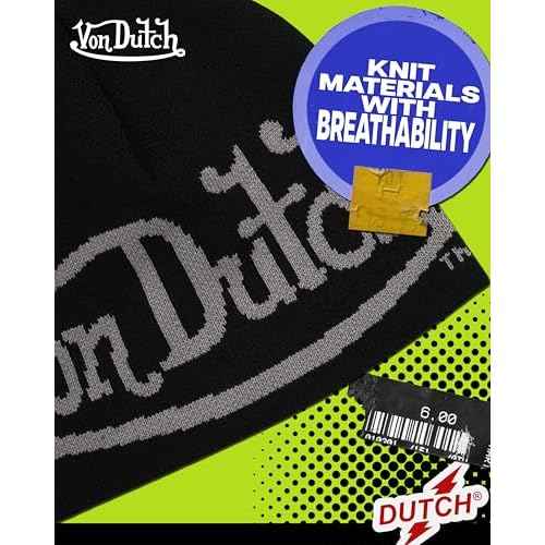 Von Dutch Womens Beanie Hat - Soft Cuffed Knitted Skull Cap Graphic Winter Beanie for Women with Embroidered Logo