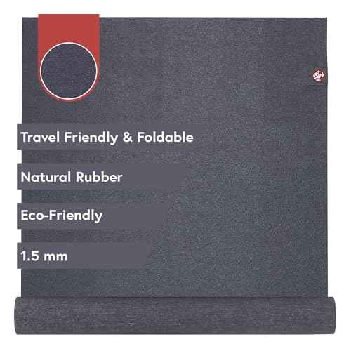 Manduka eKO SuperLite Yoga Mat - 1.5mm Natural Rubber | Foldable & Travel Friendly | Soft Textured Surface | Eco-friendly