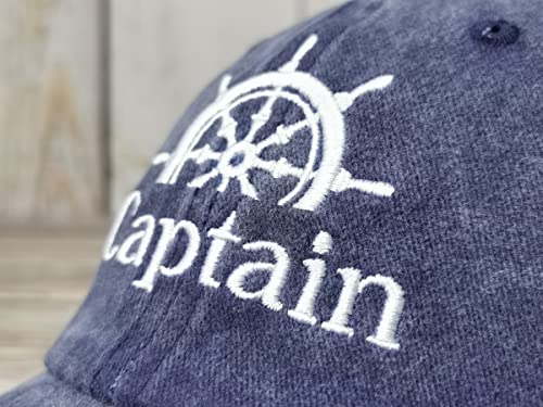 Captain First Mate Crew Embroidered Baseball Cap for Men Women - Washed Navy Blue