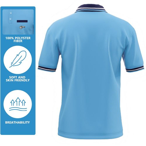 CUEJDSA Men's Baseball Softball Umpire Polo Shirt, Mens Short Sleeve Umpire Shirts, Referee Ref Umpire Jersey Uniform(Light Blue, Size 2XL)