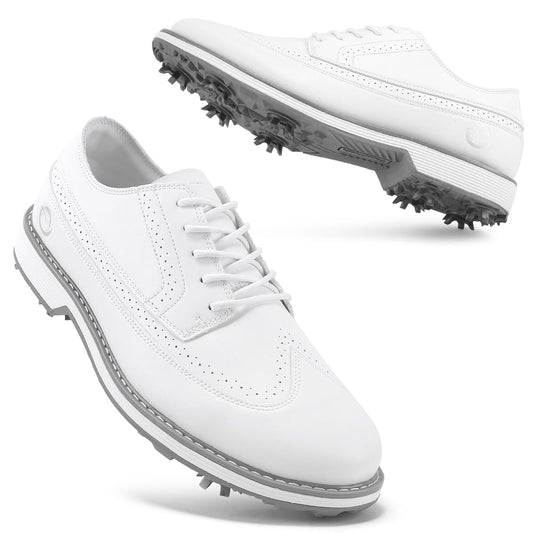 Ifrich Men's Professional Golf Shoes Man Spikes Golf Sneakers Male Golf Footwears Men Golf Walking Training Shoes (White,11)