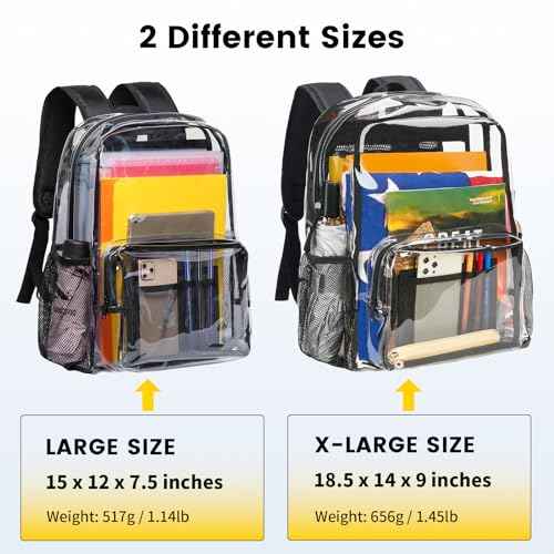 Vorspack Clear Backpack - Heavy Duty PVC Transparent See Through Backpack for College & Workplace