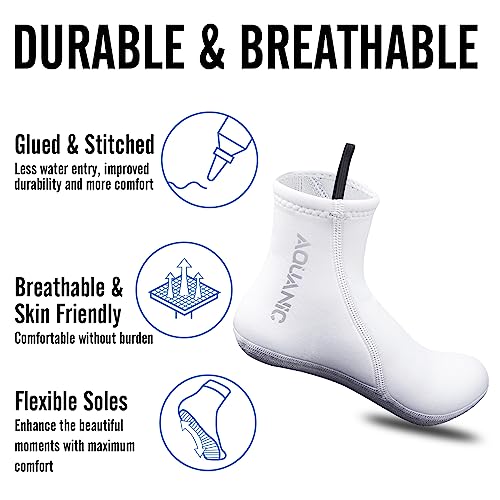 Nitescuba 2.5mm Neoprene Diving Socks - Thermal Water Socks for Snorkeling & Surfing (Medium / White)