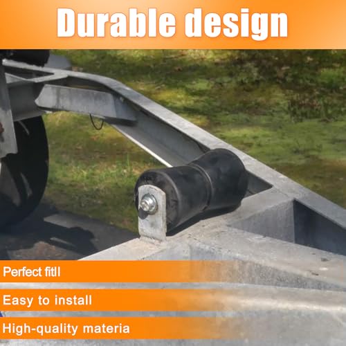 Heavy Duty Boat Trailer Keel Roller Fits 5-Inch Wide Bracket - Black Rubber