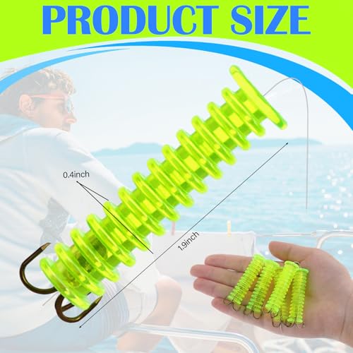 Fluorescent Yellow Catfish Dip Bait Worms with Trident Hooks - 20 Pieces