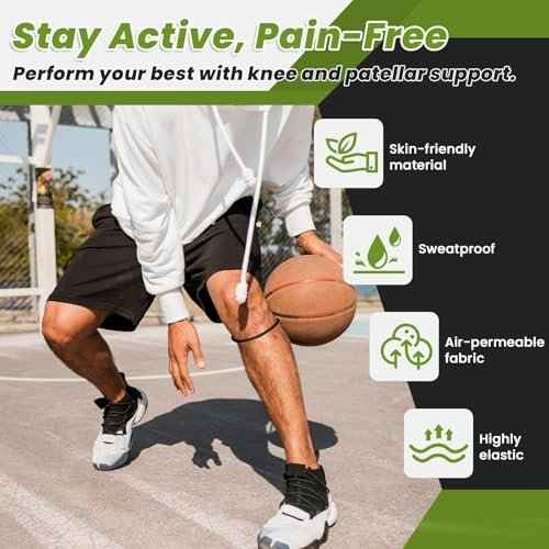4PCS Patellar Tendon Knee Strap Knee Band for Knee Pain Relief Patella Band for Basketball Running Sports Breathable Patellar Tendon Support Strap (Black + White)