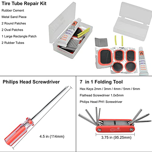 Red Bicycle Repair Tool Kit 42-Piece Mountain & Road Bike Maintenance Set