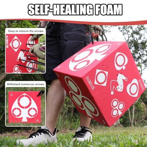 Kalkal Archery Target, 6 Side Foam Archery Target Block with Carry Handle, Easy Arrow Removal, Lightweight Poker Archery Targets for Backyard Practice