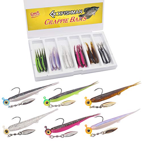 Crappie Minnow Kit - 40 Piece Soft Plastic Baits & Jigheads for Panfish & Crappie Fishing - Variation of THIS listing: CRAPPIE MINNOW 40 pc. KIT COMBO 1