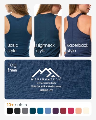 Medium Black Merino Wool Tank Top Women - Active Sleeveless Base Layer