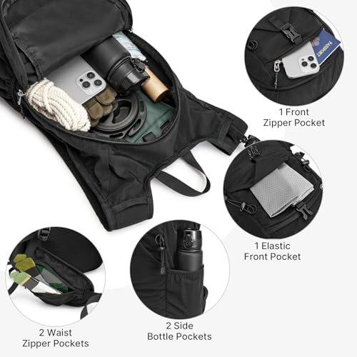 20L Hiking Backpack with Waist Strap for Women Men - Black Variation
