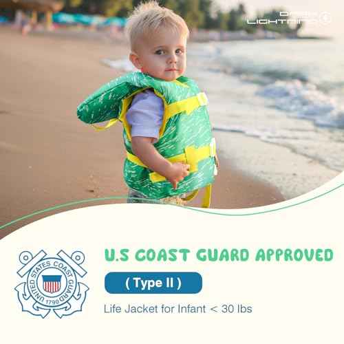 Dark Lightning USCG Approved Infant Life Jacket 0-30 lbs, Swim Vest for Baby/Toddlers 1-3 Year Old 20-30 lbs,Toddler Floaties for Pool Swimming,Boating,Beach,Puddle