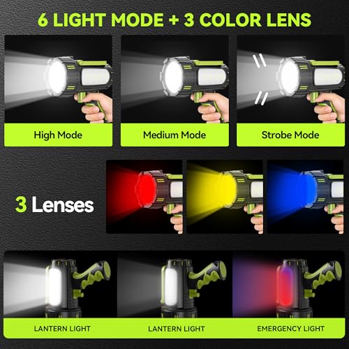 Rechargeable Spotlight Flashlight 100000 Lumens Green 1 Pack - High Power Searchlight