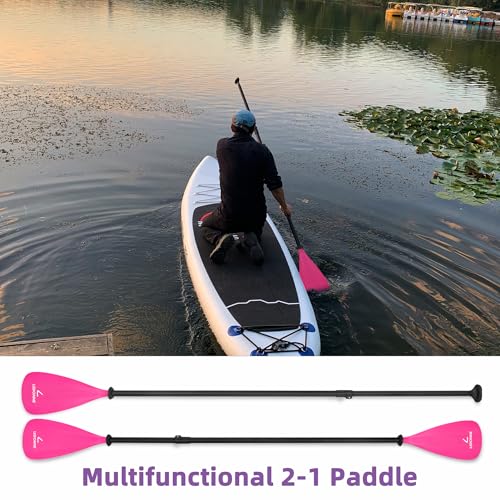 Pink Adjustable Lightweight SUP & Kayak Paddle with Aluminum Shaft - Floating
