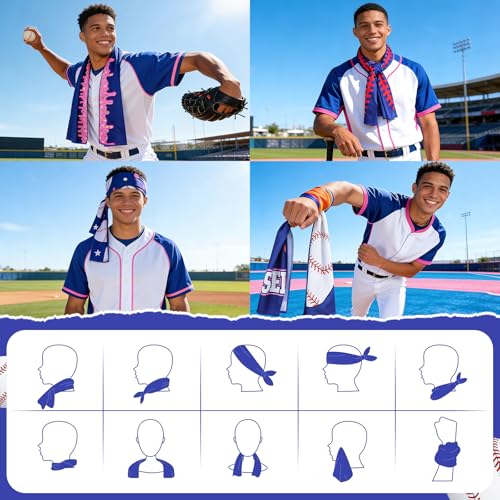 Menoly Baseball Cooling Towels 40x12 Inch Bulk Pack for Sports & Outdoor Activities - Baseball Variation
