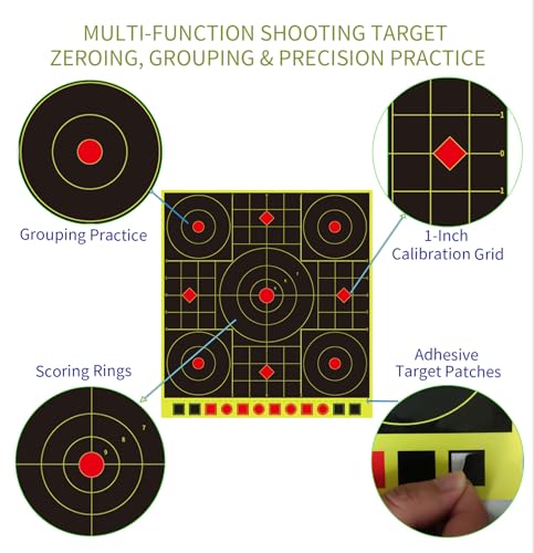 25 Pack Multi-Color 12x12 Inch Splatter Shooting Targets with Adhesive & Repair Patches