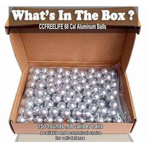 150ct .68 Caliber Aluminum Balls, 68 Caliber Self Defense Balls for Byrna SD/LE/TCR/MAX, for Salt Supply S2/Pistelle X-68, 7.3g, Reusable, Ideal for Practice Training