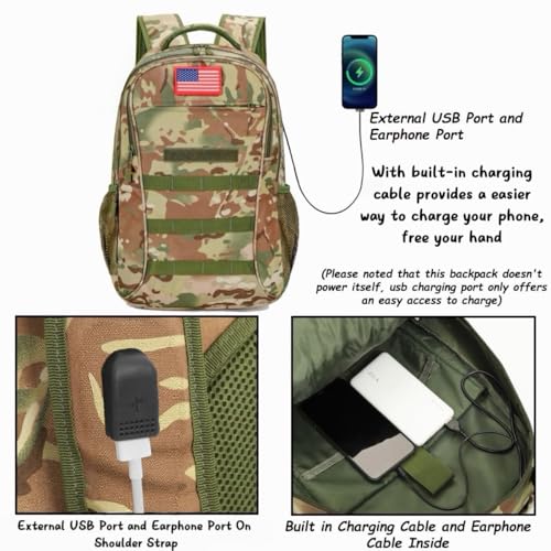 4land Camouflage Backpack for Boys 40L Army Bookbag - A-jun Variation